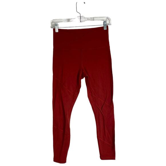 ATHLETA It's A Wrap 7/8 Tight Small Leggings Warm Orange Perforated Powervita - Picture 2 of 9